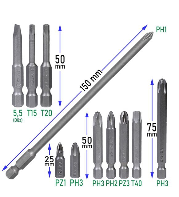 1/4’’ BİTS UÇ PH 2 X 25 MM